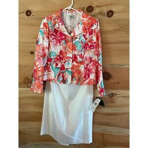 NWT! Vintage Le Suit womens 2 piece set. Blazer & Skirt. Island escape! Size 6P
